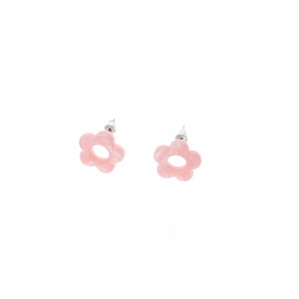 Boucles d'oreilles fleurs rose – Image 2