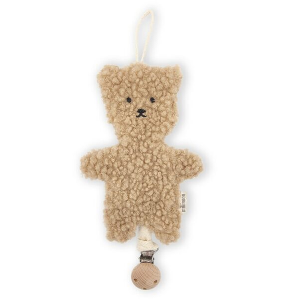 Attache tétine clip ourson beige