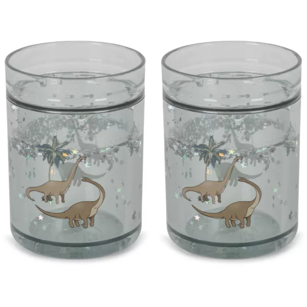 Lot de 2 verres à paillettes - Dino